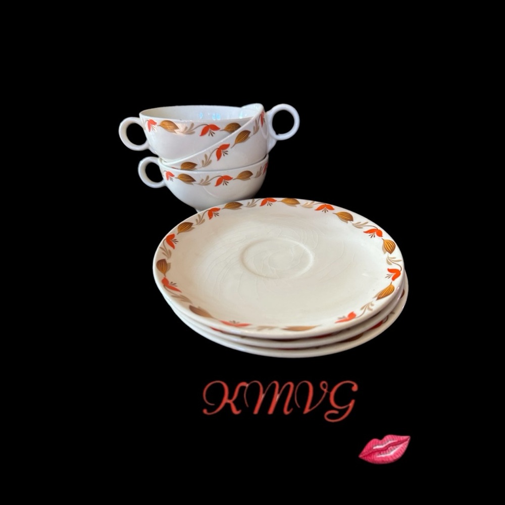 Vintage 1950s Ballerina Largo Cups & Saucers Universal Set of 3